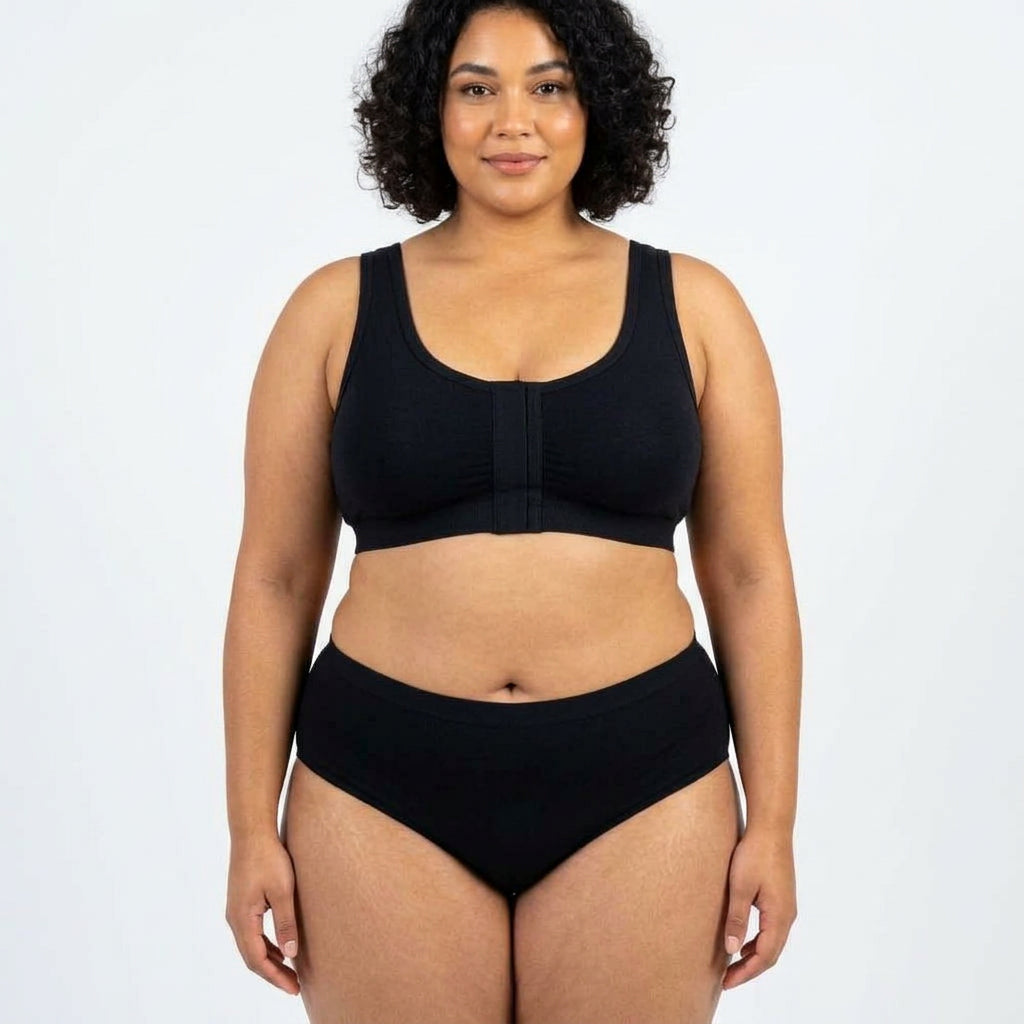 Supportive Bra with Front Closure - Plus size model