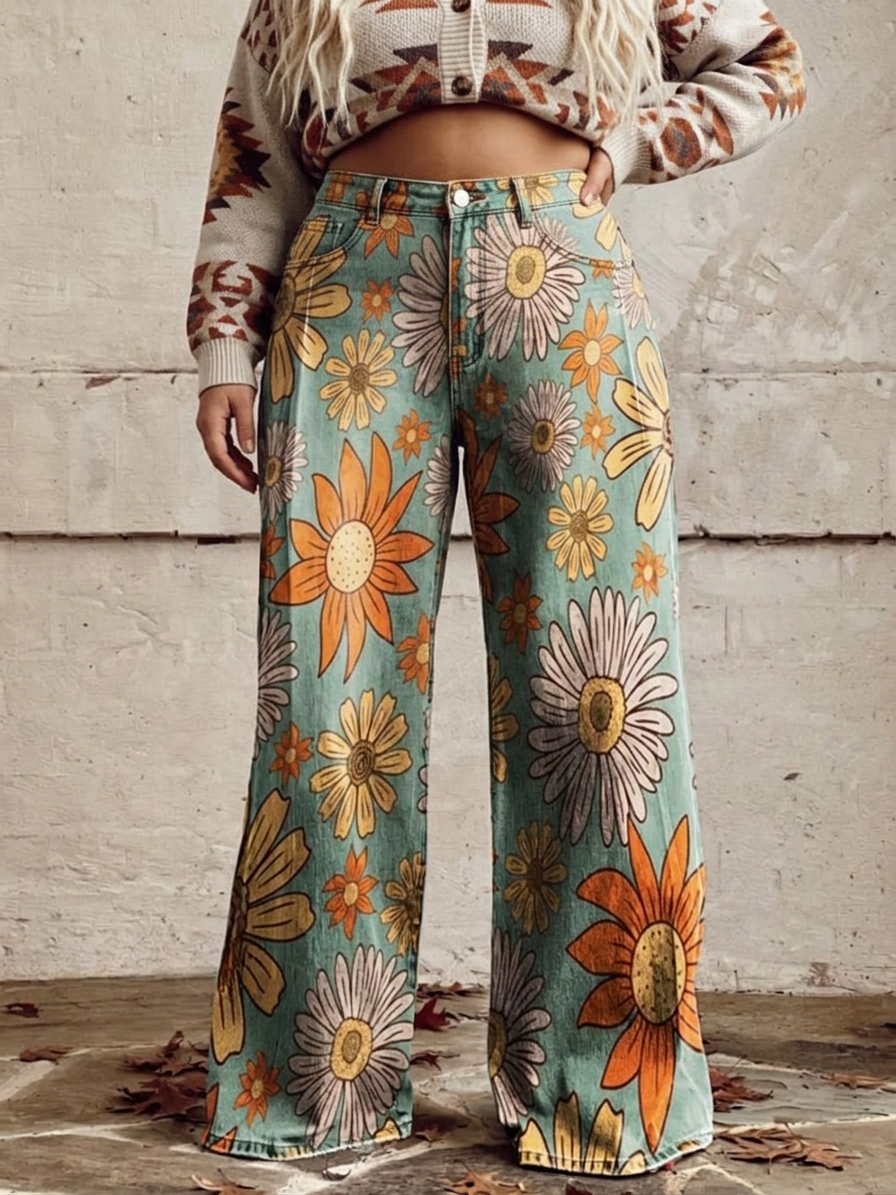 Cirilla - Palazzo Pants Floral - Plus size model