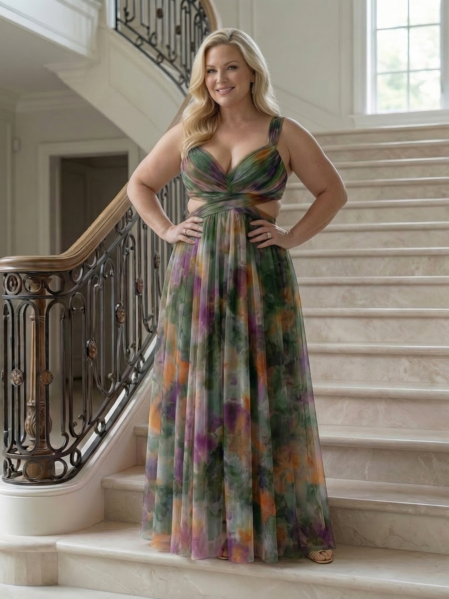 Stella & Grace™ | Soft Wrap Maxi Dress - Plus size model