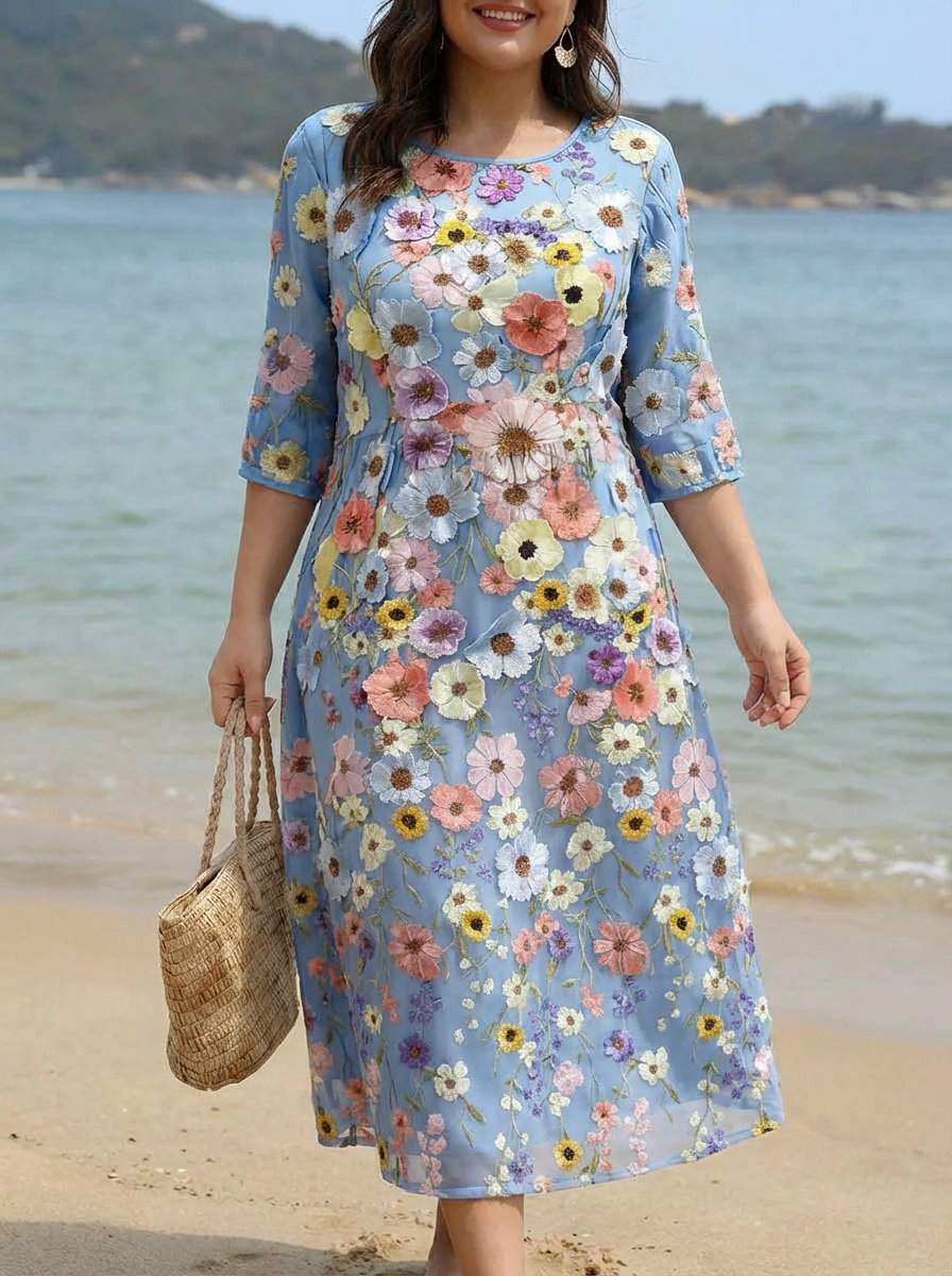 Melissa | Comfortable & Elegant Mid-Length Dress - Plus size model