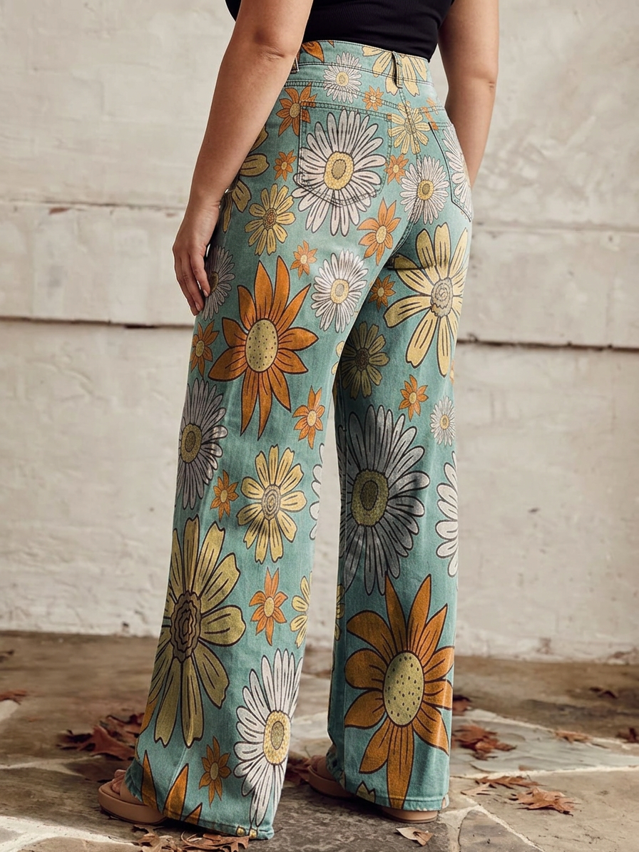 Cirilla - Palazzo Pants Floral - Plus size model