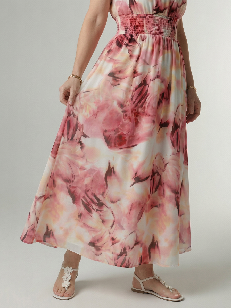 Sylin | Gathered Halter Midi Dress - Plus size model