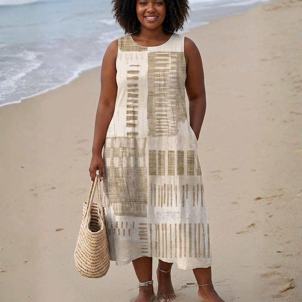 Helena™ | Summer Dress with Artistic Patterns - Plus size model