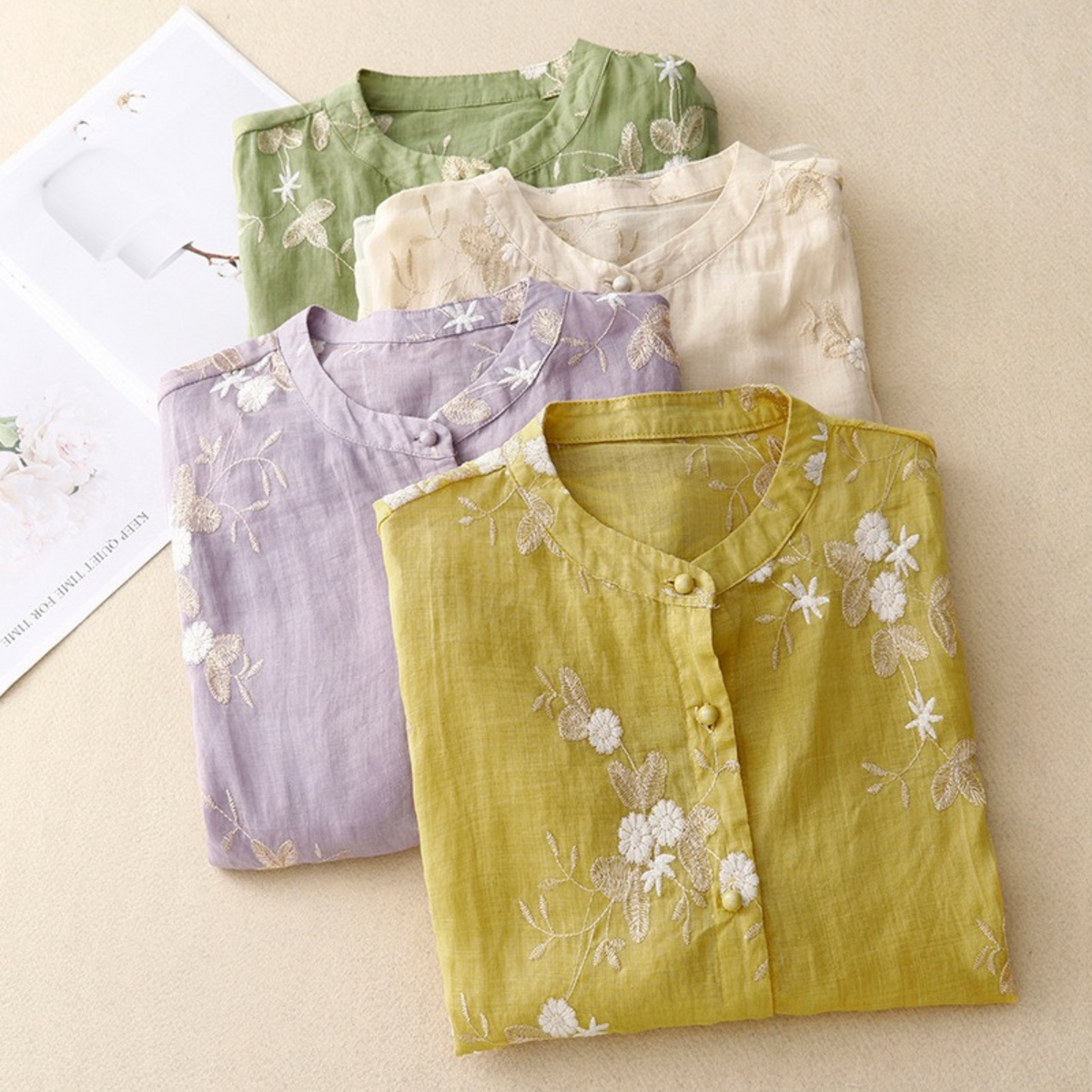 Lily - Pure Cotton Embroidered Shirt