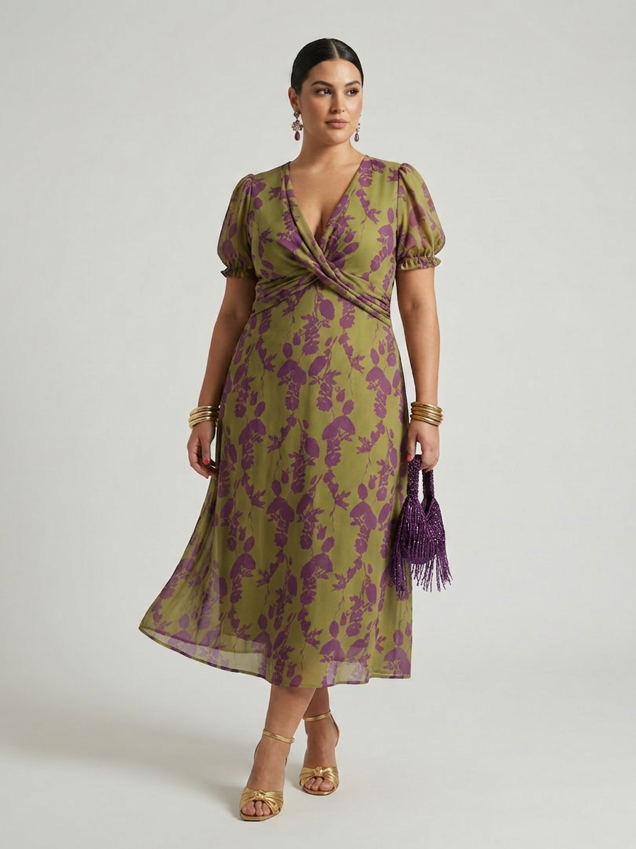 Virel | Relaxed Floral Midi Dress - Plus size model
