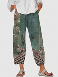Natasha | Vintage Floral Capri Pant With Elastic Waist - Plus size model