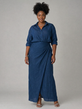 Mirque | Long Sleeve Wrap Front Maxi Dress - Plus size model