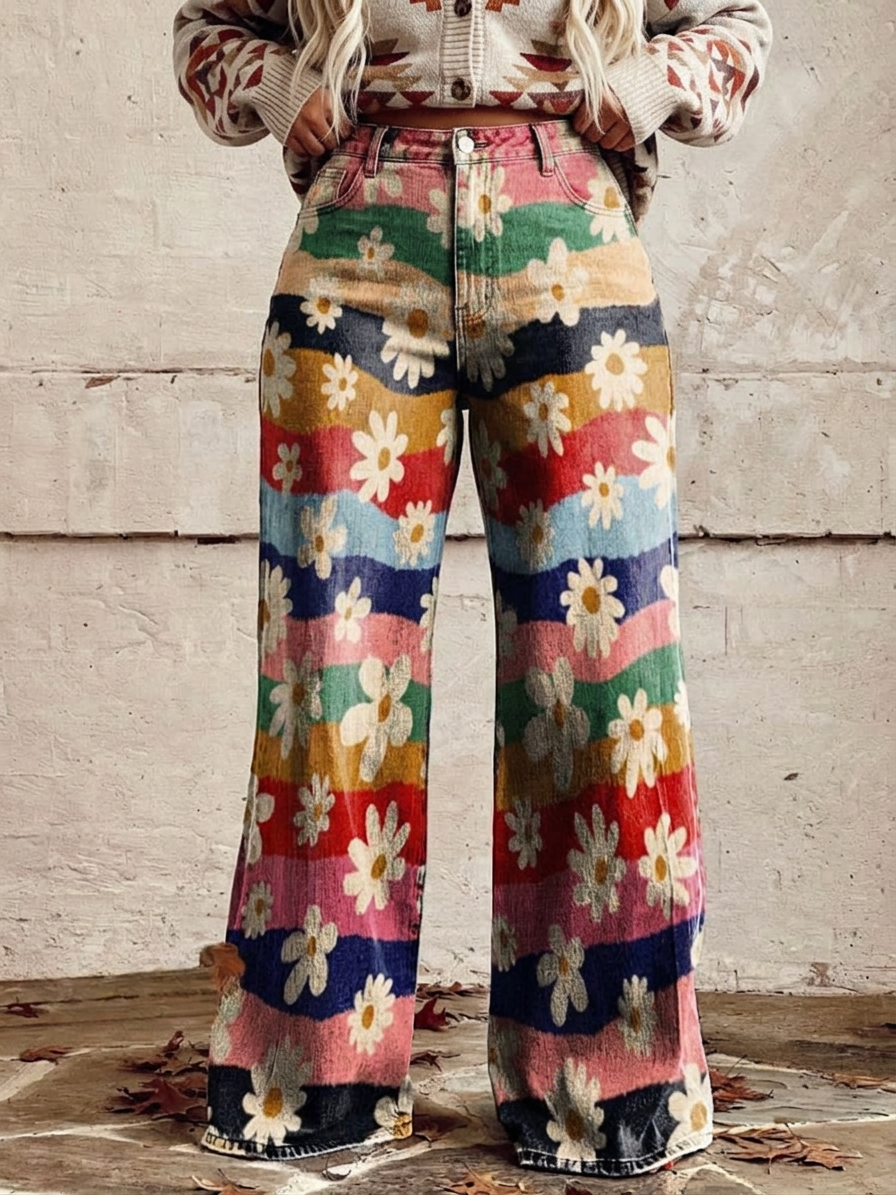 Léon - Elegant Floral Trousers - Plus size model