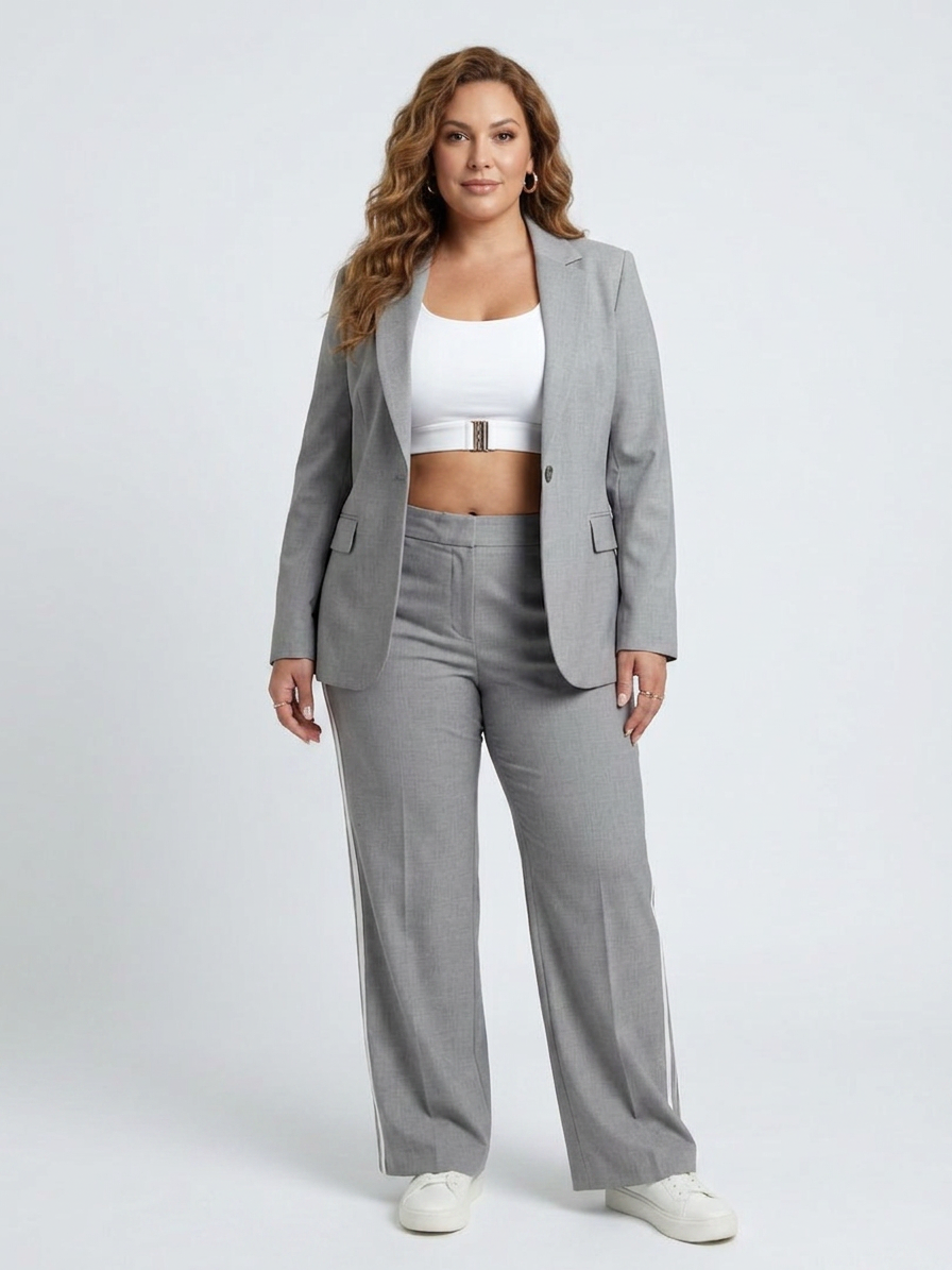 Kaya | Contrast Stripe Wide Leg Set - Plus size model