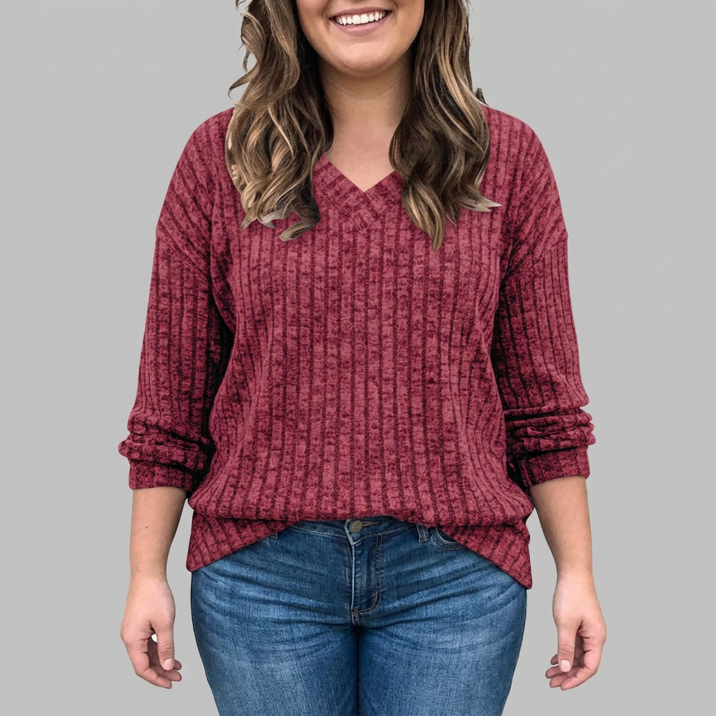 Calliope | V-Neck Long Sleeve Top - Plus size model