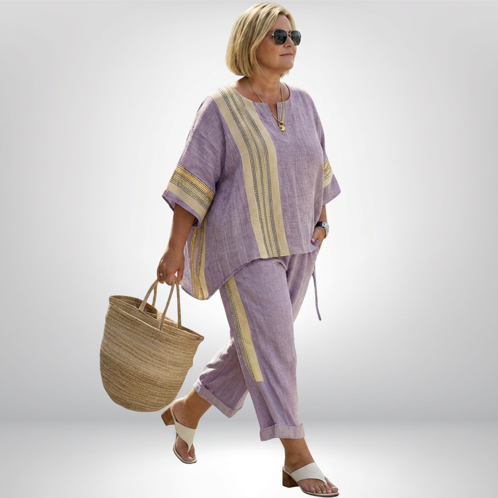 Daisy | Boho Striped Set - Plus size model
