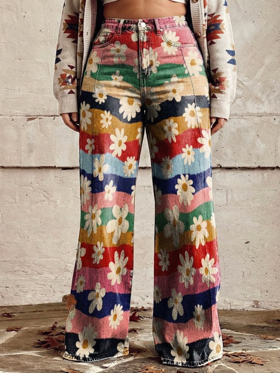 Léon - Elegant Floral Trousers - Plus size model
