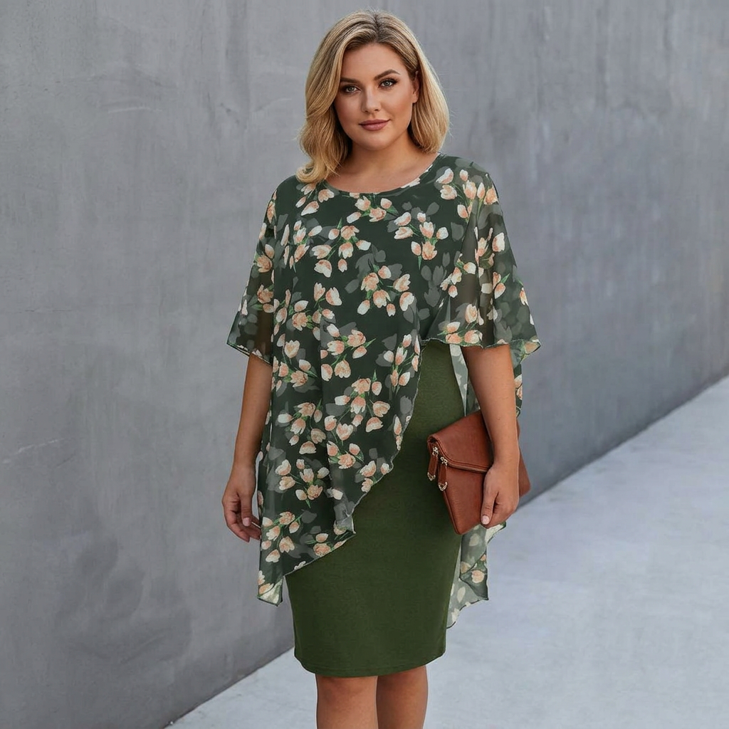 JULIANNA - Printed Elegant Dress - Plus size model