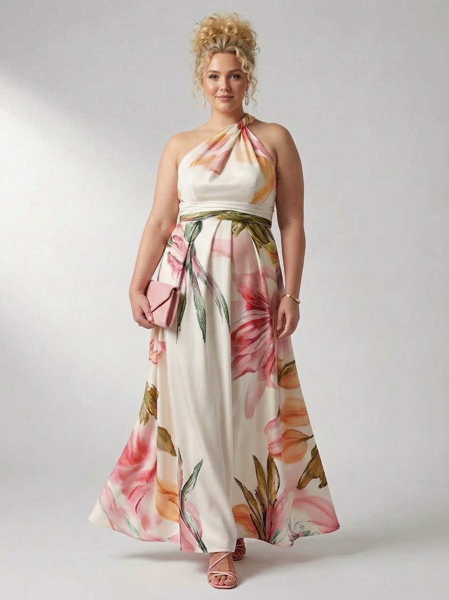 Amiel | Light Floral Maxi Dress - Plus size model