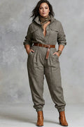 Jennifer - Cotton And Linen Shirt Jumpsuit - Plus size model