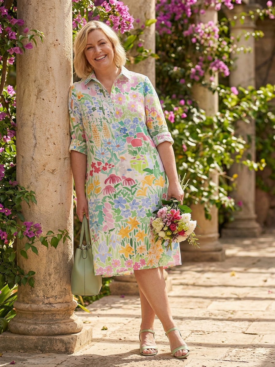 Leontine | Floral Day Dress - Plus size model