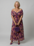 Calen | Off Shoulder Flow Midi Dress - Plus size model