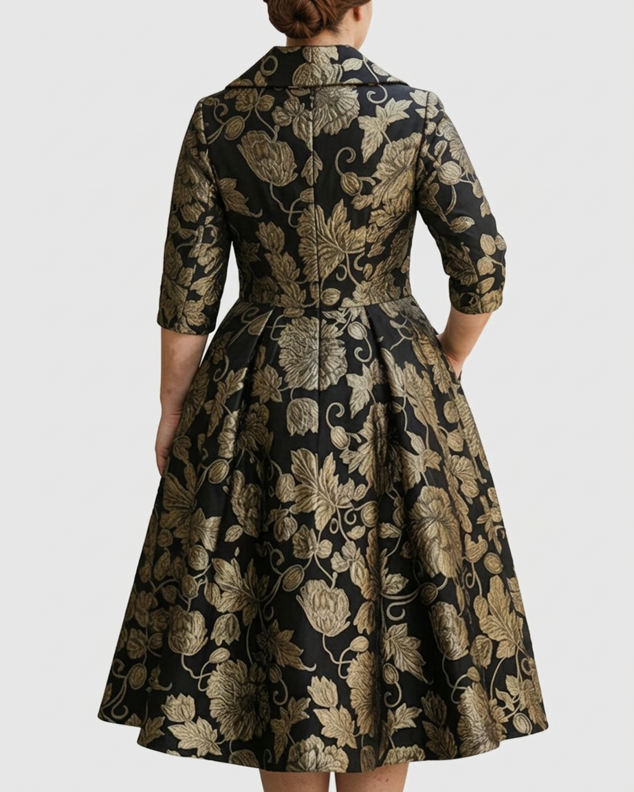 Riley™ | Floral Embroidered Midi Dress - Plus size model