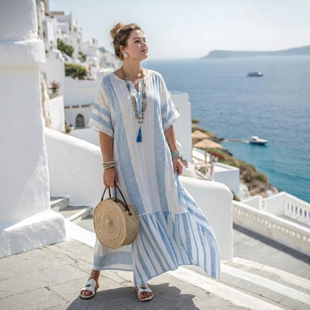 Olivia | Relaxed Coastal Maxi Dress - Plus size model
