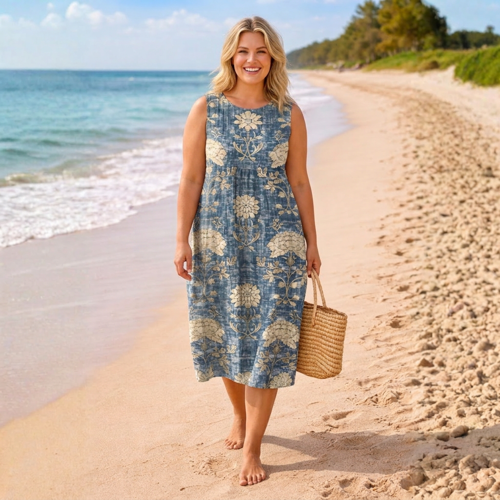 Belle™| Boho Midi Dress - Plus size model