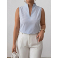 Amara | Striped Sleeveless Top - Plus size model