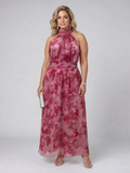 Avien | Soft Halter Neck Midi Dress - Plus size model