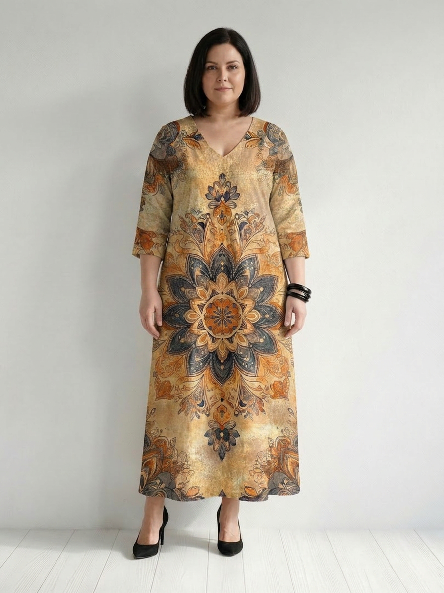 Damon | Gentle Floral Midi Dress - Plus size model