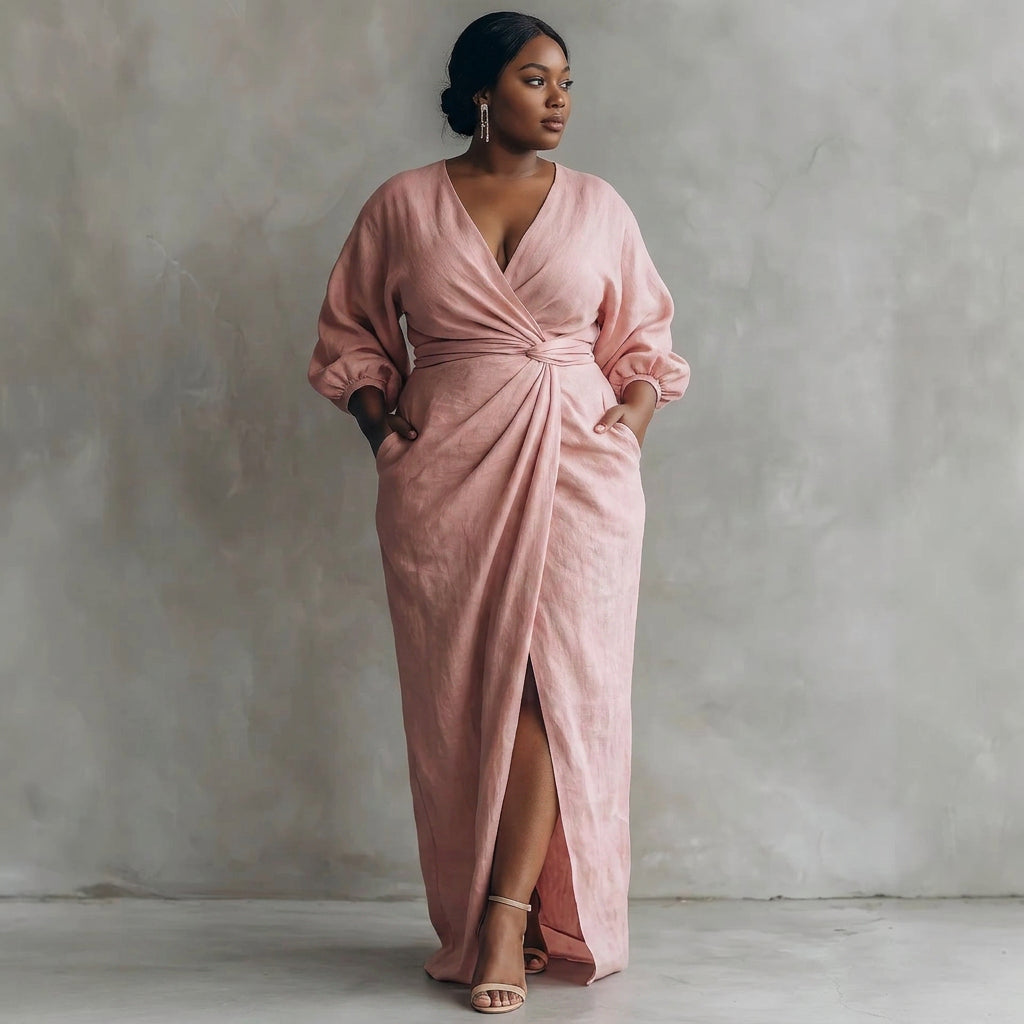 Valentina Waist-Cinching Dress: Elegant Feminine Silhouette - Plus size model