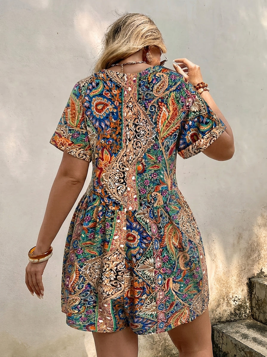 Bailey | Tropical Bohemian Jumpsuit - Plus size model
