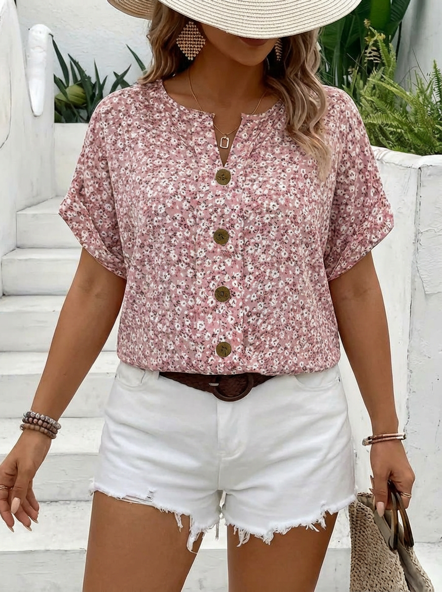 Verna | Chic Floral Print Blouse - Plus size model