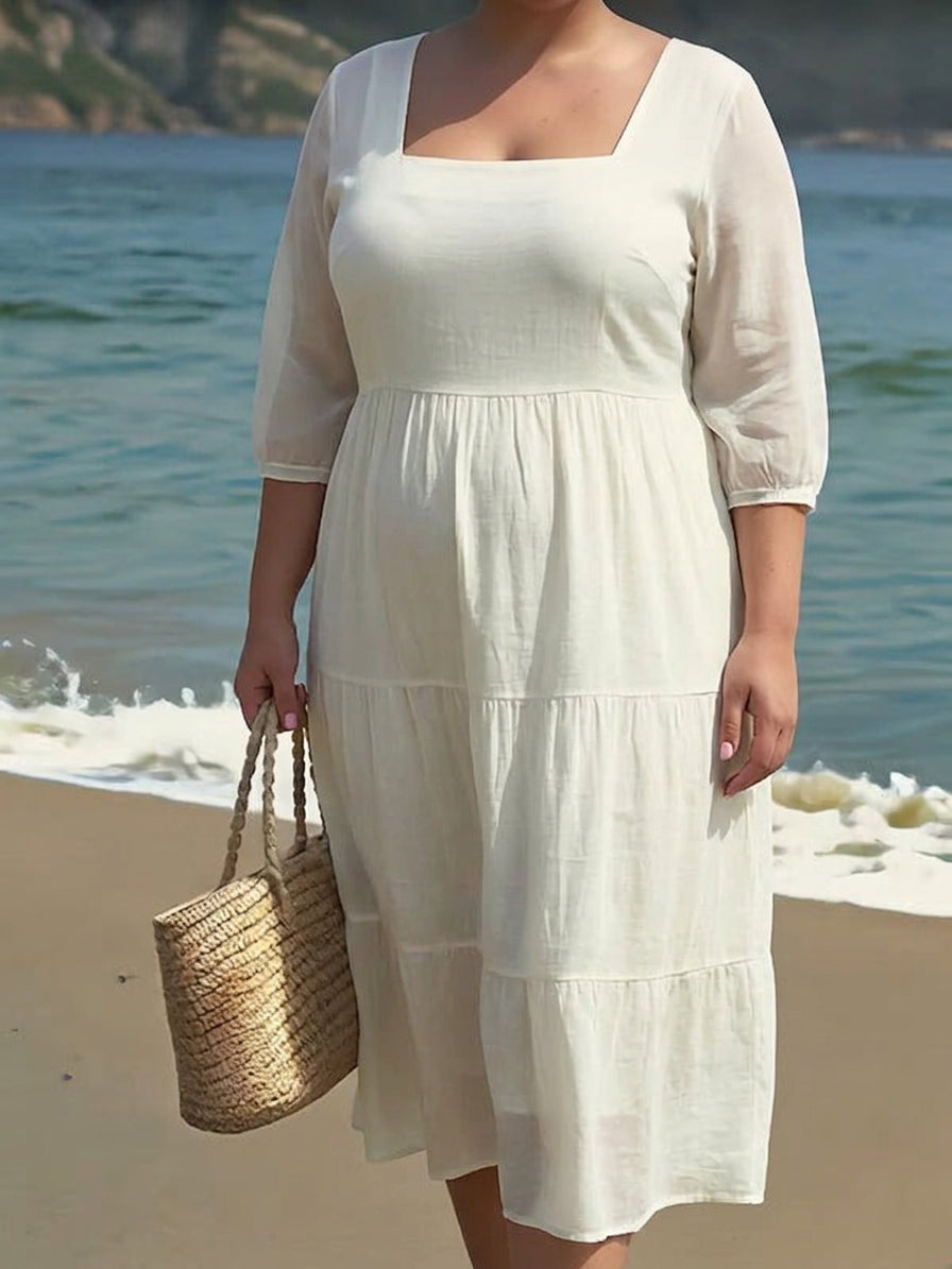 Amira - Elegant Casual Dress - Plus size model