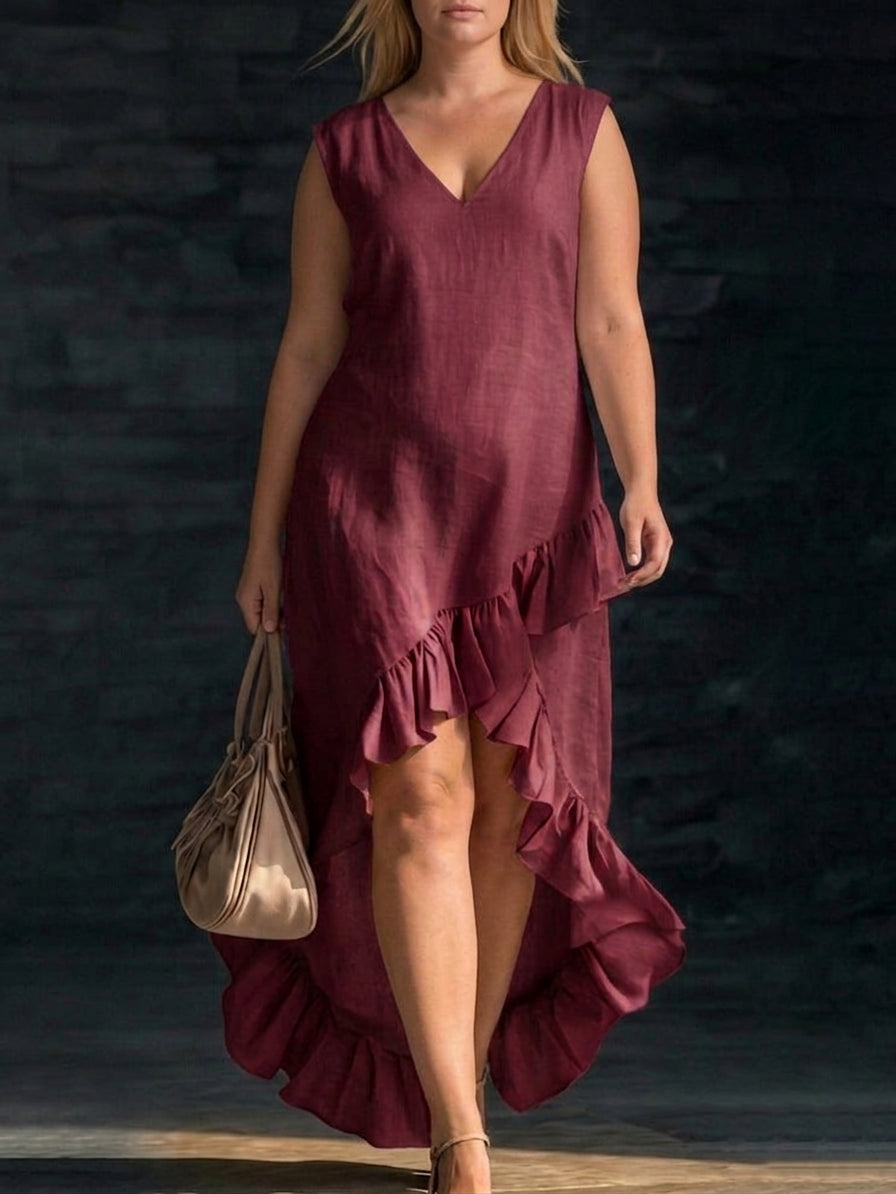 Aria Cotton Linen Dress: Soft Everyday Comfort - Plus size model