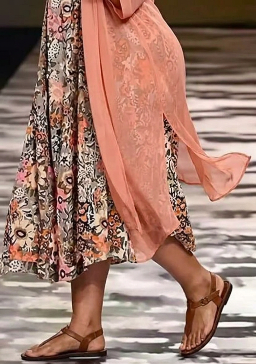 Essie - Floral Boho Dress - Plus size model
