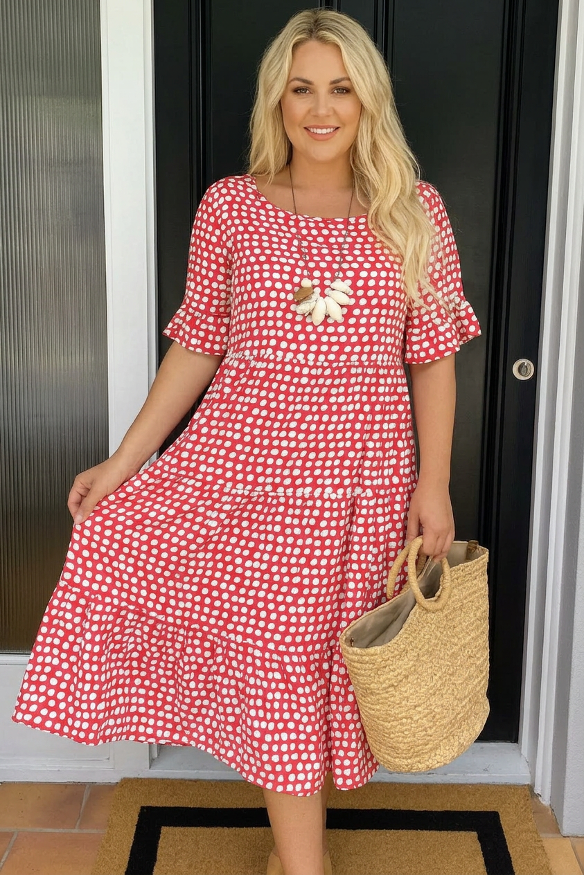 Noémie™ — Elegant Natural Flowing Midi Dress - Plus size model