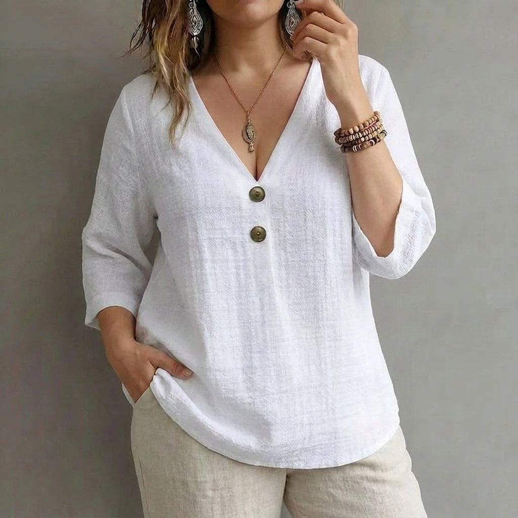 Sofia | Casual Solid Blouse - Plus size model