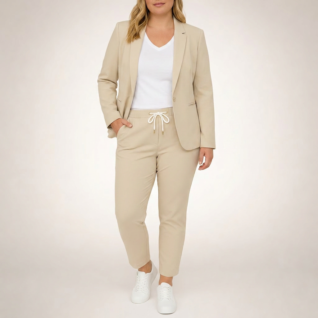 Eva | Loose Suit Set with a Sporty Accent - Plus size model