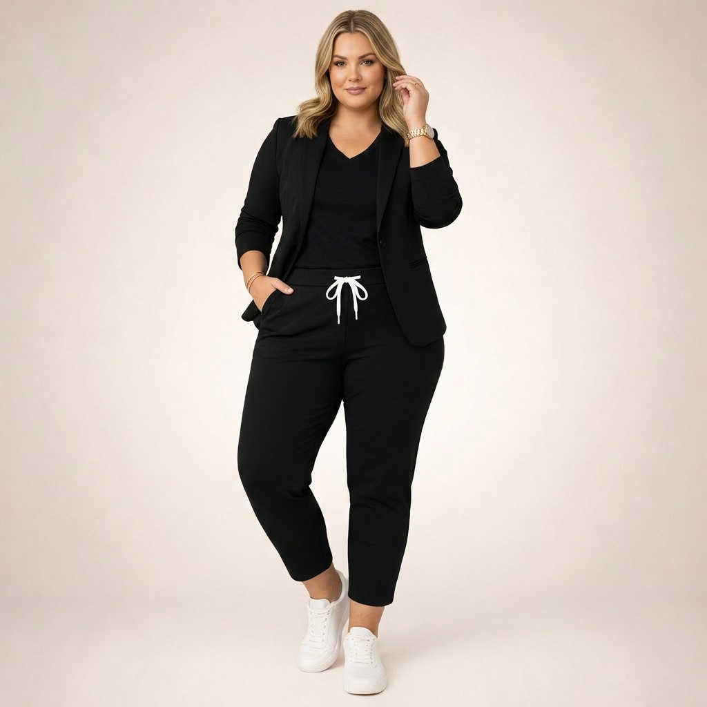 Eva | Loose Suit Set with a Sporty Accent - Plus size model