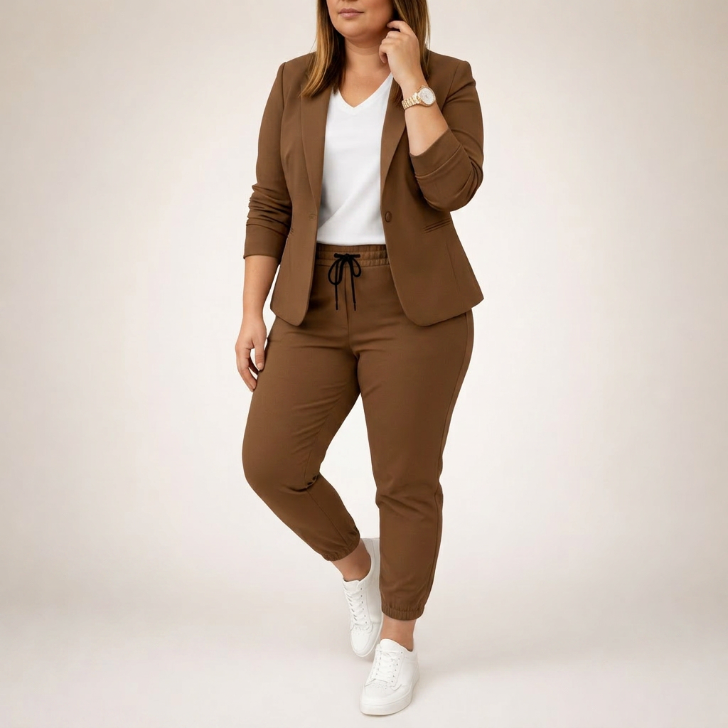 Eva | Loose Suit Set with a Sporty Accent - Plus size model