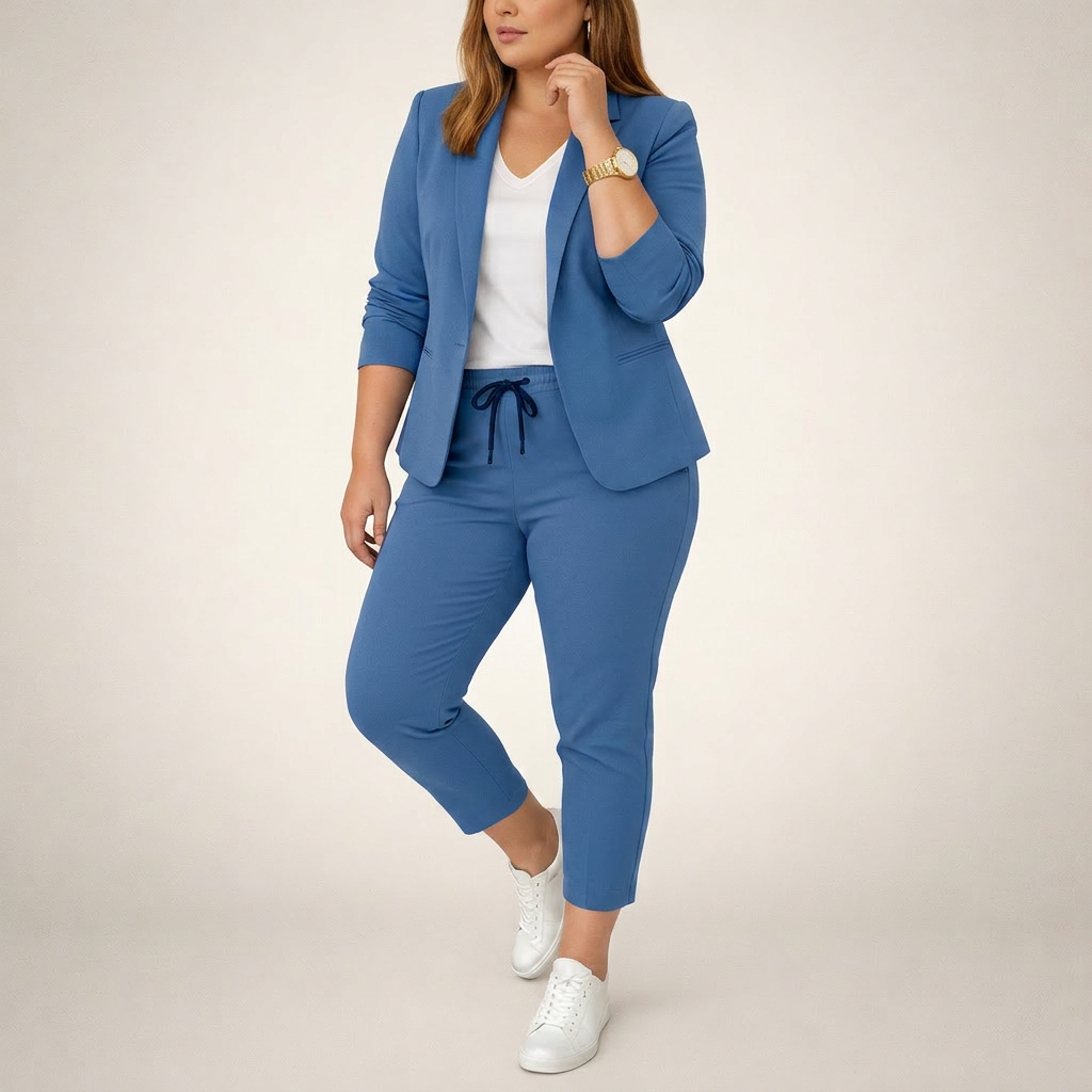 Eva | Loose Suit Set with a Sporty Accent - Plus size model