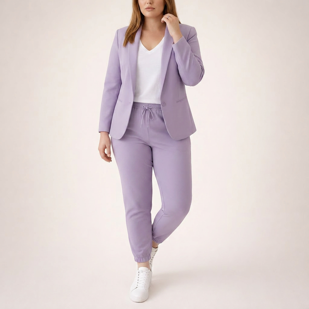 Eva | Loose Suit Set with a Sporty Accent - Plus size model