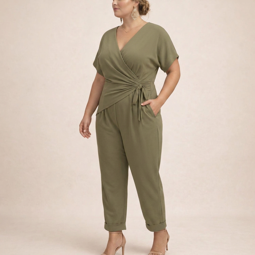 Magda | Elegant Wrap Jumpsuit - Plus size model
