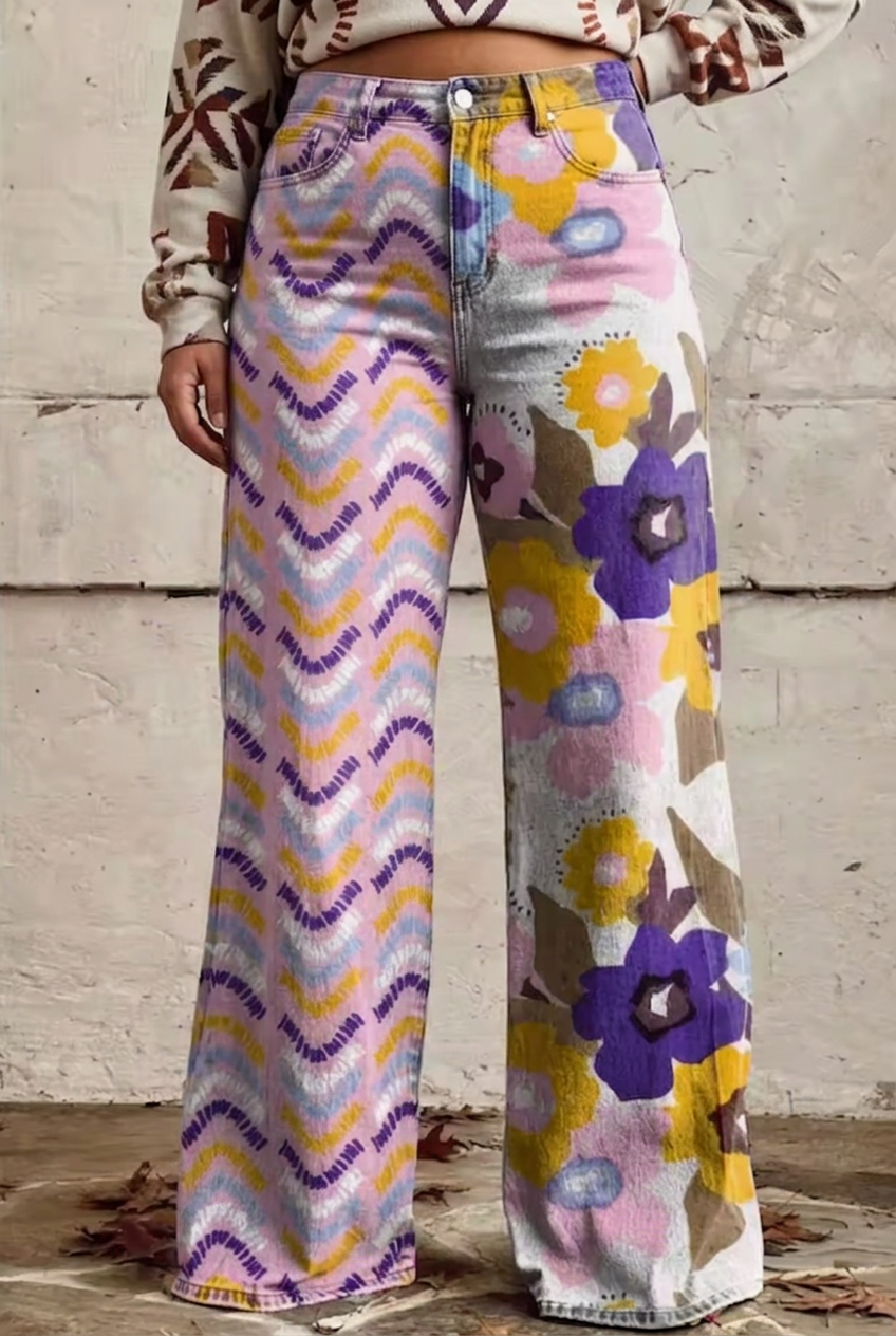 Isadora - Boho Flower Pants - Plus size model