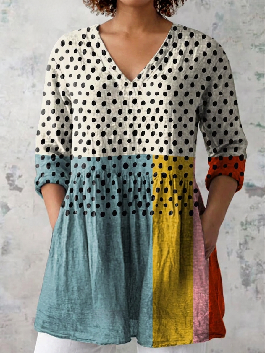 Valerie | Long Blouse with V-Neck - Plus size model