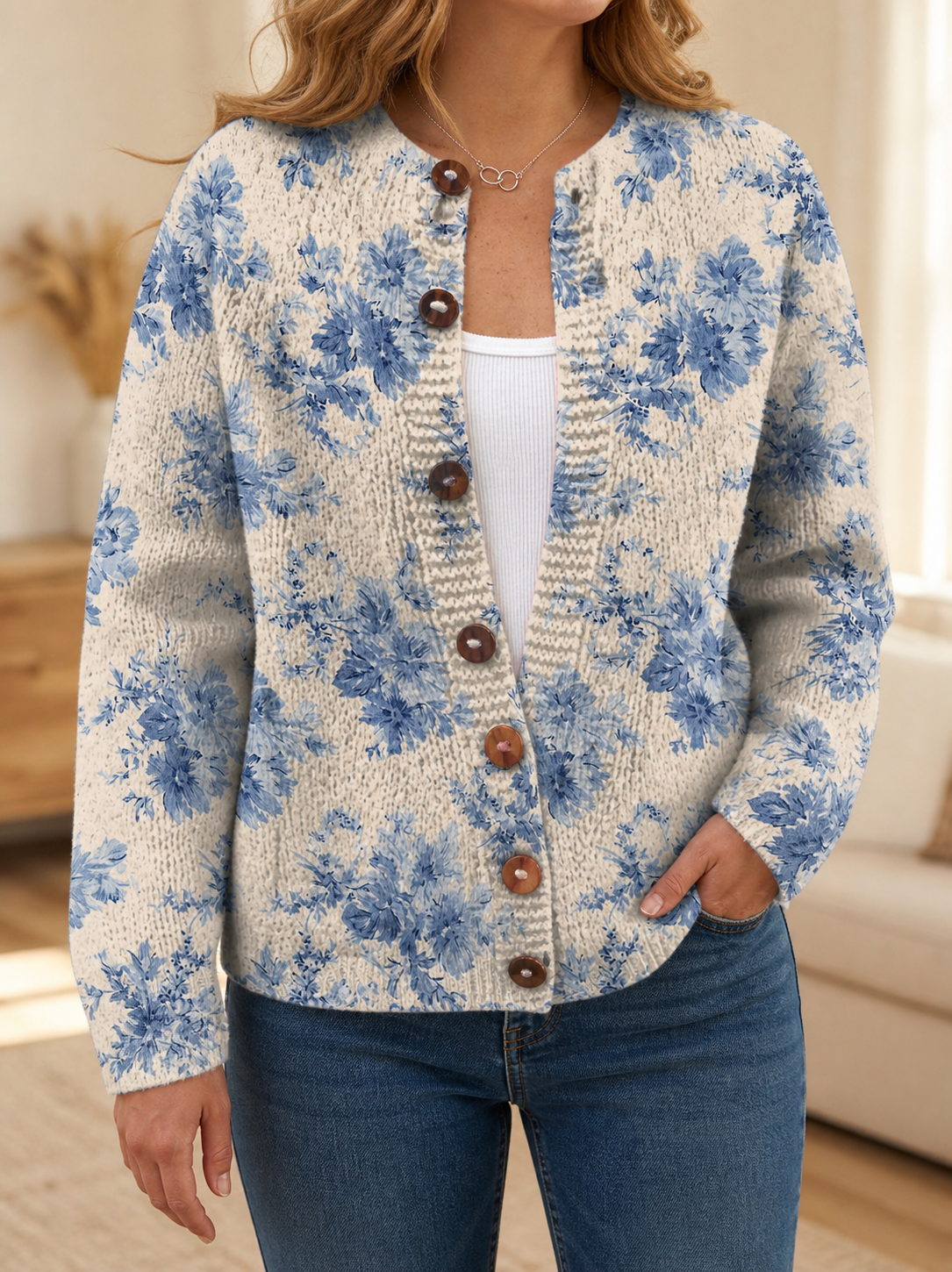 Daysie | Vintage Knit Cardigan Sweater - Plus size model
