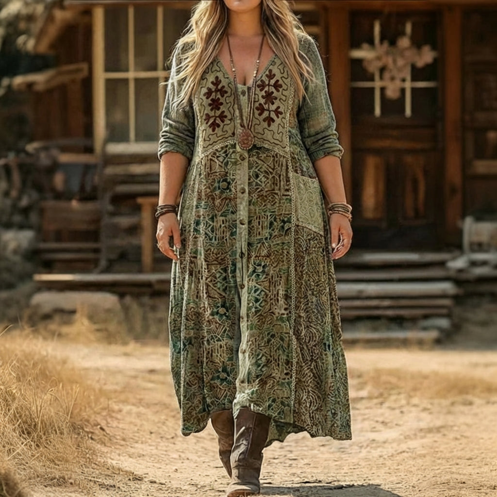 Abigail | Vintage-Inspired Long Sleeve Casual Dress - Plus size model