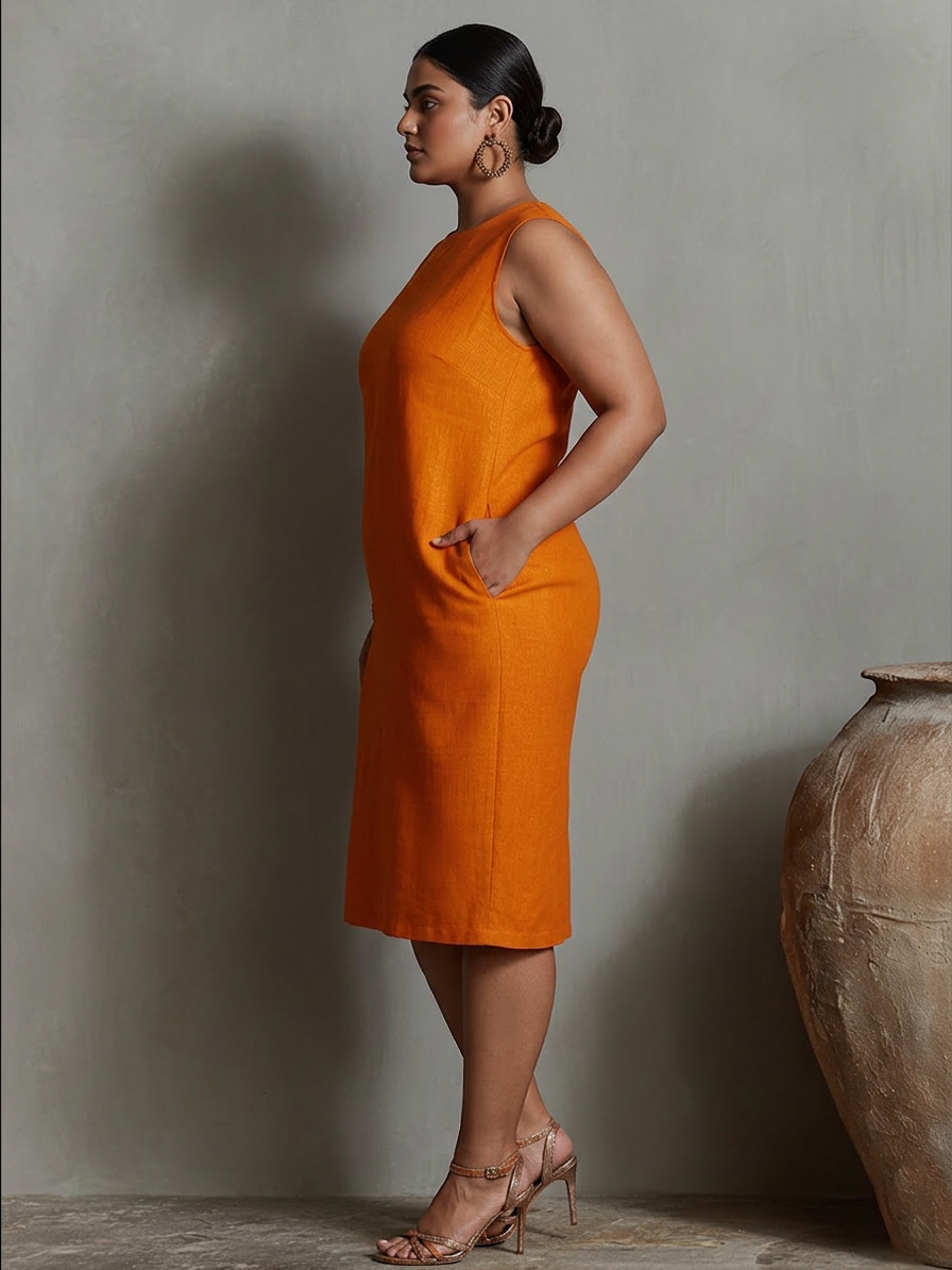 Maureen | Midi Dress with pockets - Plus size model