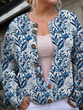 Tiverly | Vintage Floral Button-Front Cardigan - Plus size model