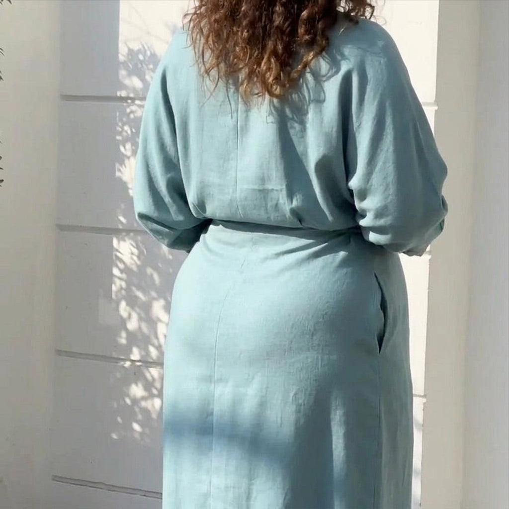 Elise Elegant Tied Dress: Chic Commute Long Sleeve Style - Plus size model