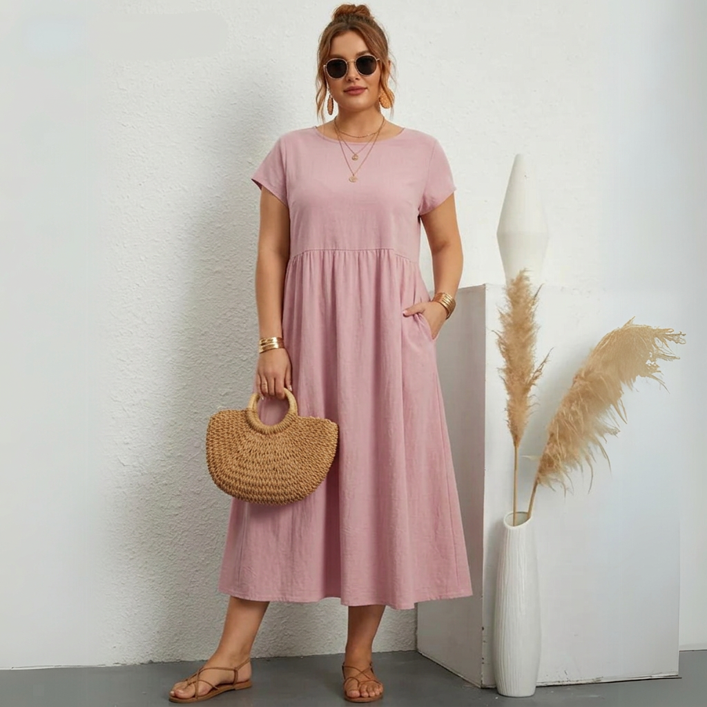 Valiria - Casual Style Dress - Plus size model
