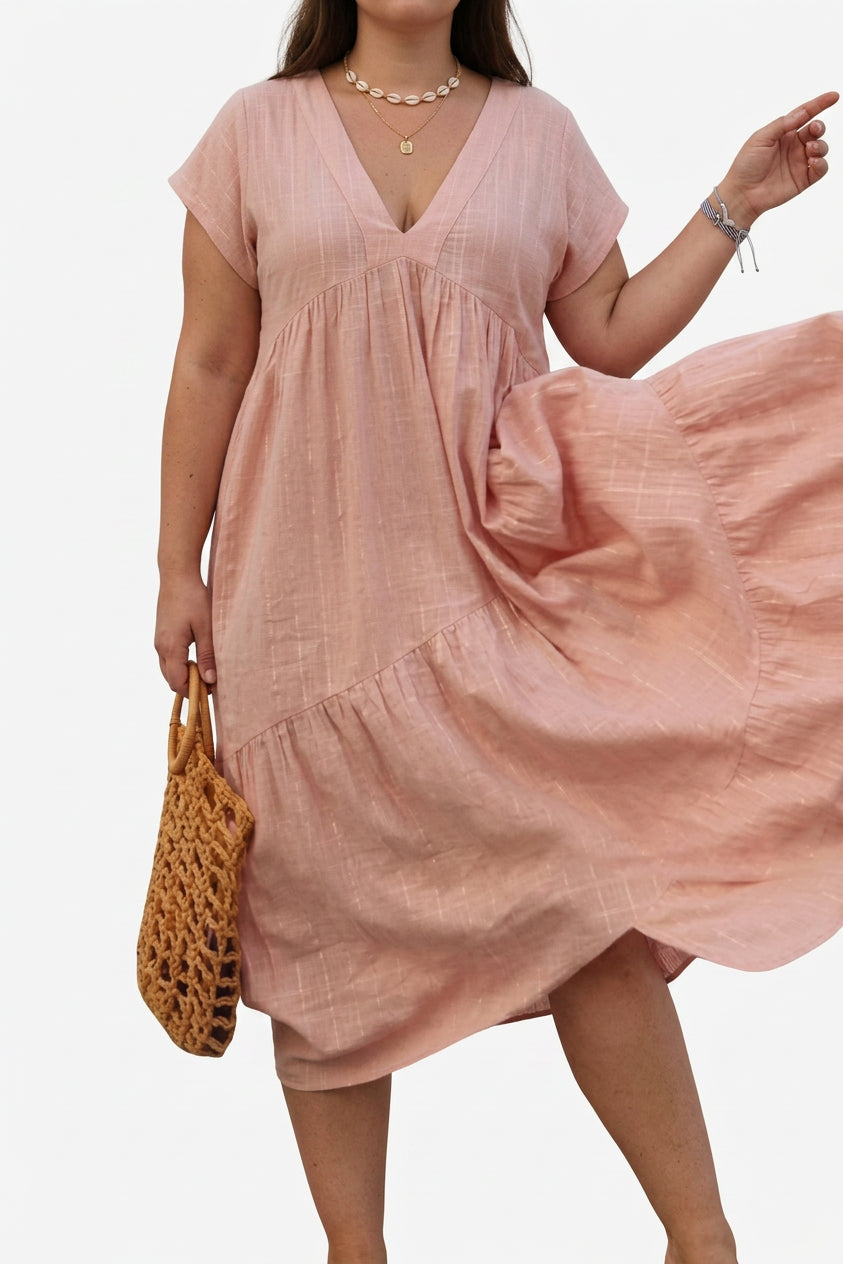 Trinity - V Neck Midi Dress - Plus size model